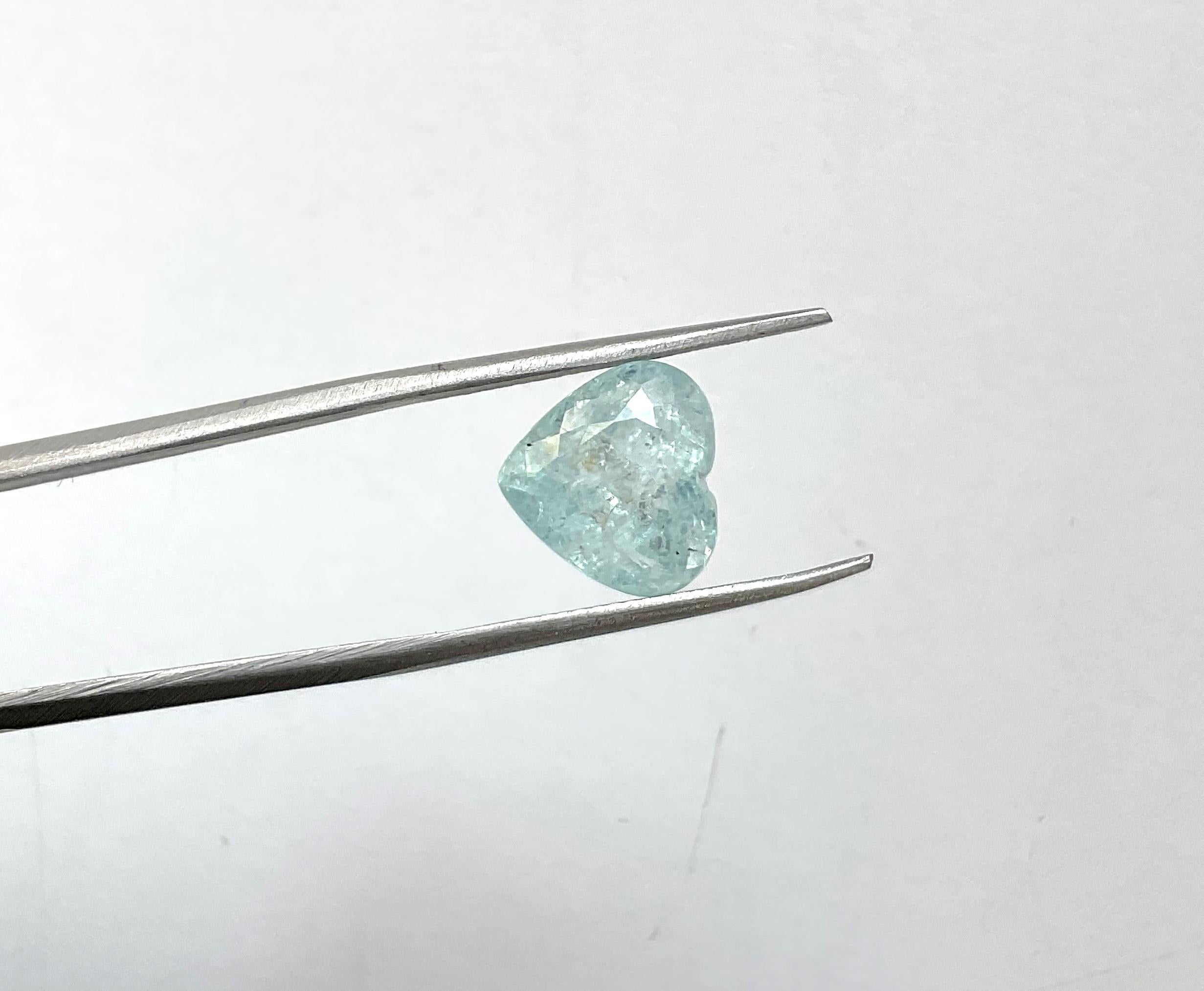 5.28 Carats Paraiba Tourmaline Heart Cut Stone for Fine Jewelry Natural gemstone For Sale 1