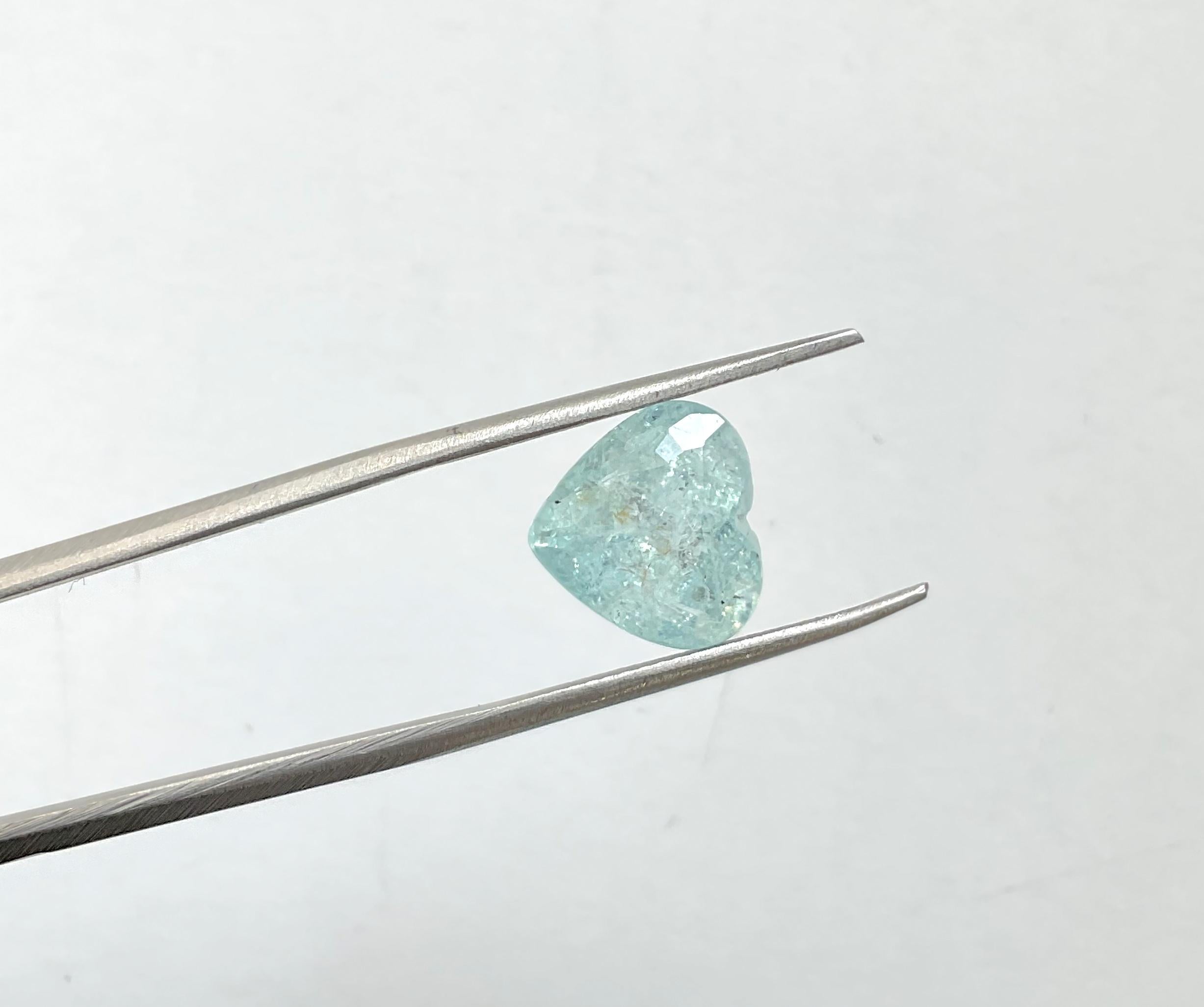 5.28 Carats Paraiba Tourmaline Heart Cut Stone for Fine Jewelry Natural gemstone For Sale 2