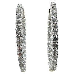 5.28 CTW Round Brilliant Diamond in Out Oval White Gold Hoop Earrings 