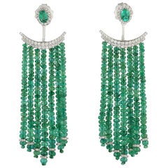 52.82 Carat Emerald Diamond 18 Karat Gold Earrings