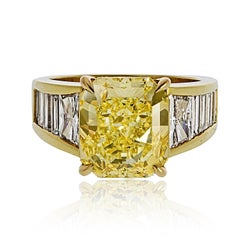 5.28ct Fancy Intense Yellow Radiant Cut Diamond Ring