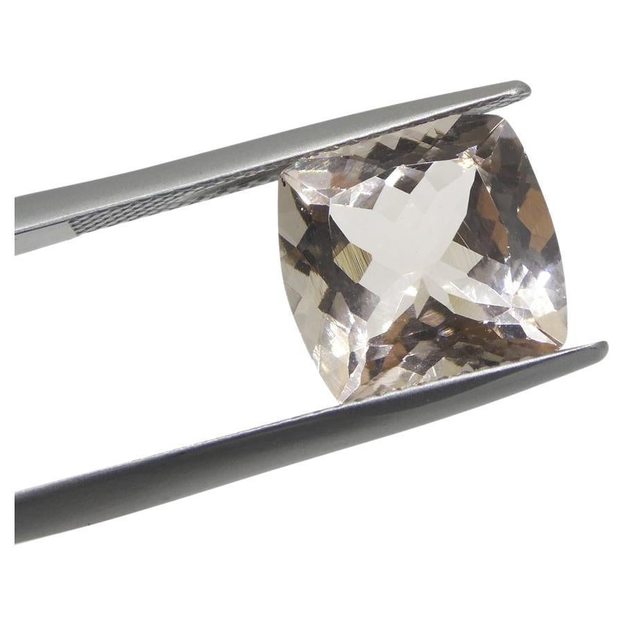 5,28 Karat Square Cushion Pfirsichrosa-Oranger Morganit