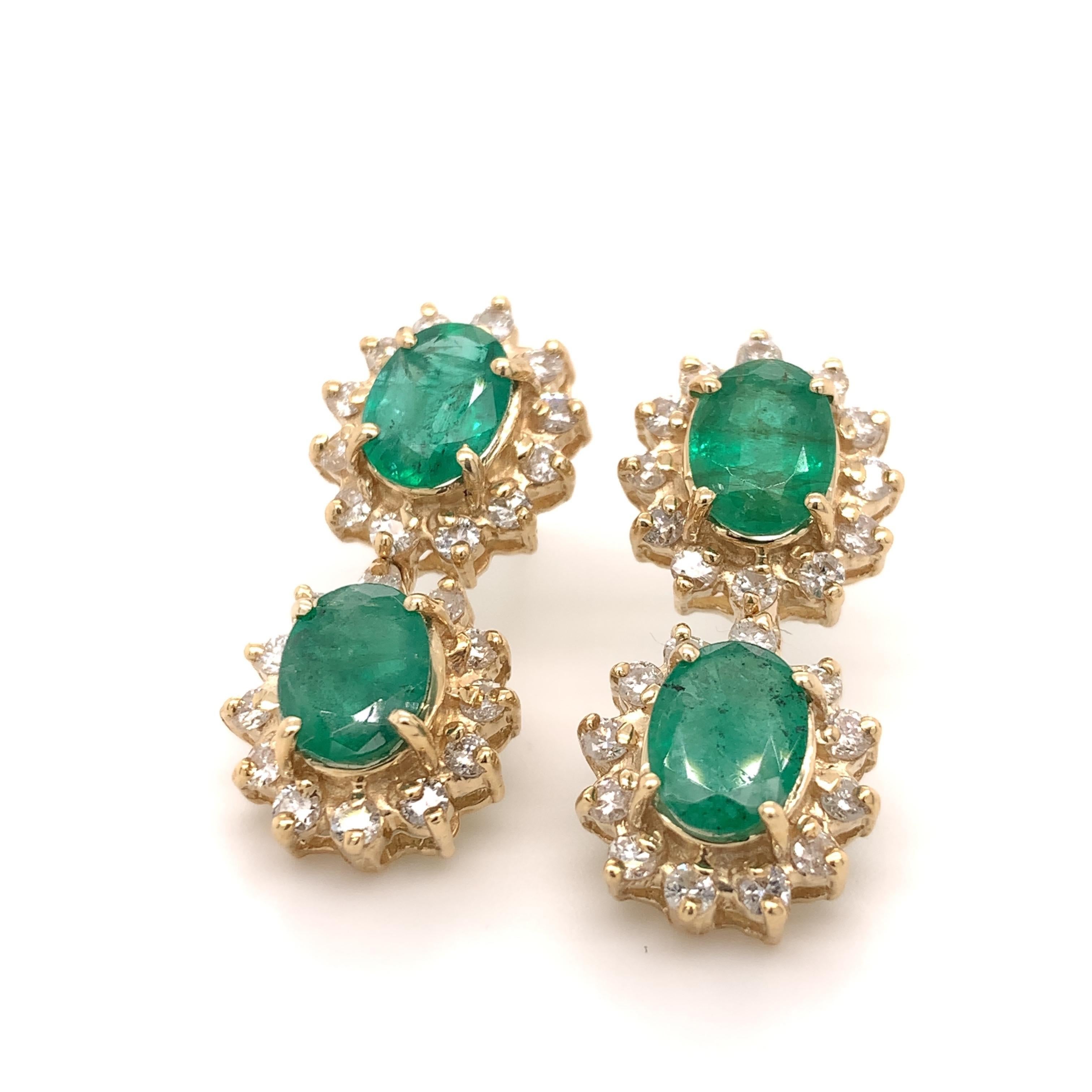 Contemporary 5.29 Carat Emerald Dangling Earrings