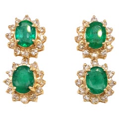 5.29 Carat Emerald Dangling Earrings