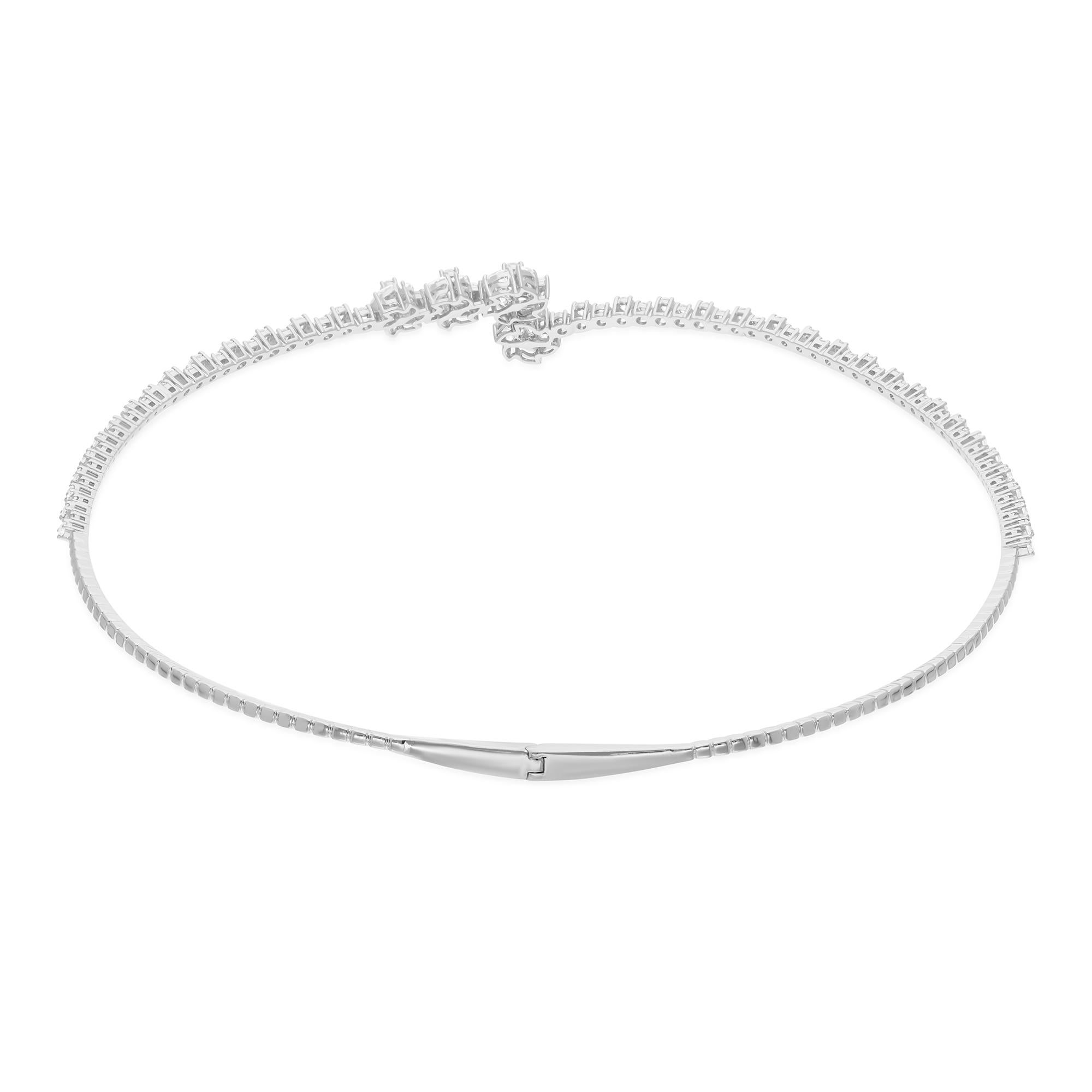 5.29 Carat H/SI Real Pear Round Diamond Choker Necklace Gift 14 Karat White Gold en Nuevo estado para la venta en Diera, Dubai