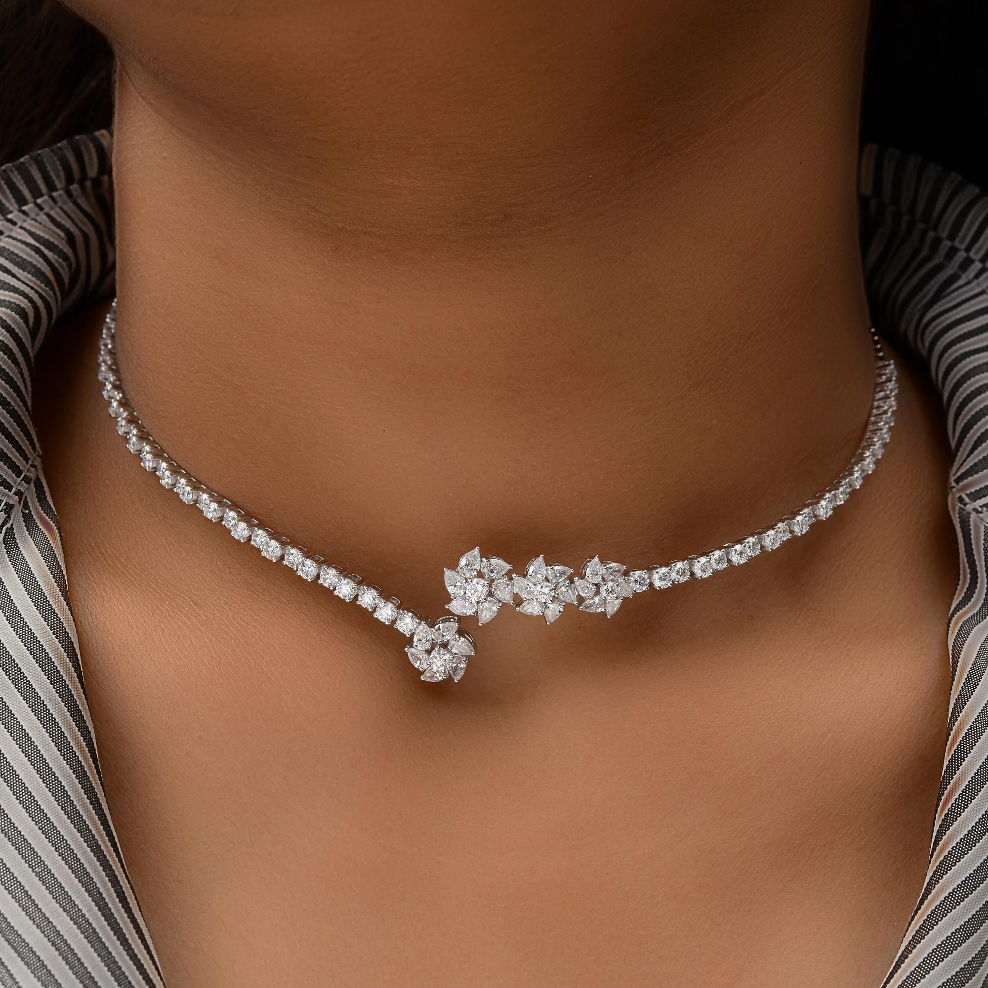 The White Gold Choker Necklace is a stunning addition to any jewelry collection. Crafted with 18K white gold, this exquisite piece combines elegance and sophistication, making it perfect for both casual outings and formal events. The captivating