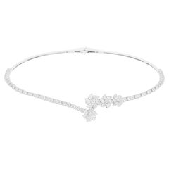 5.29Ct Multi Shape Floral Diamond Choker Necklace 18K White Gold Half Eternity