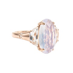 Sunita Nahata Lavender Quartz 5.29ct. Fancy Ring in 18KRG with Topaz & Diamond.