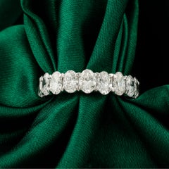 5.29 Carat Natural Diamond Oval Eternity Band 18K White Gold Wedding Ring