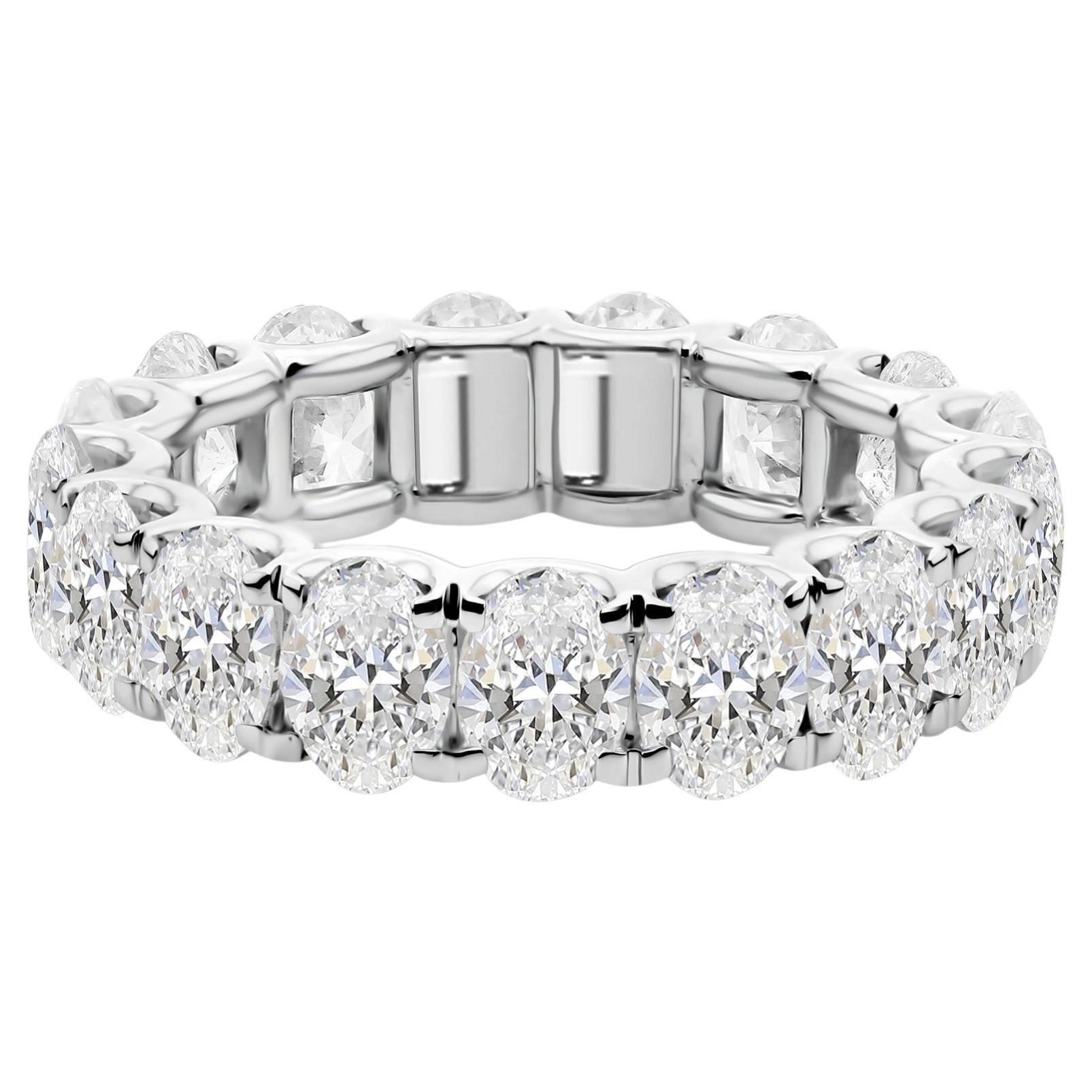 5.29 Carat Natural Diamond Oval Eternity Band 18K White Gold Wedding Ring