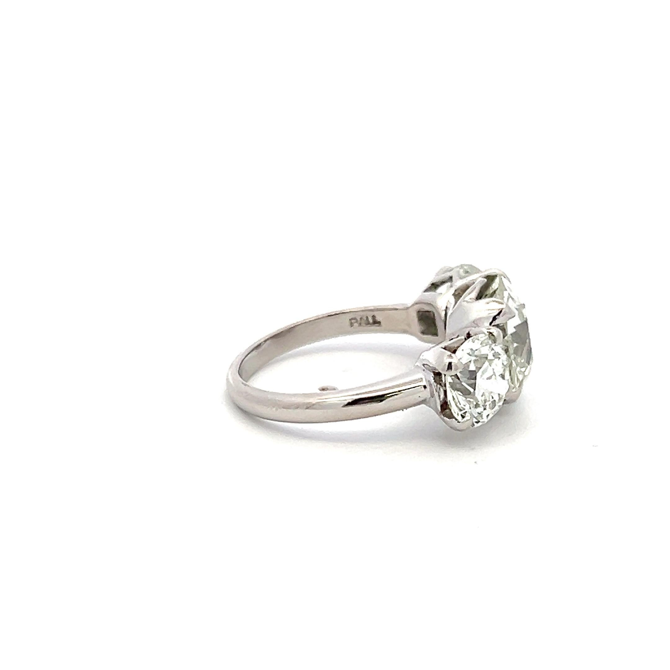 Title:
5.29 Carat Old European Cut L VS1 and Circular Brilliant Cut K VS1-VVS1 Diamond Platinum Three-Stone Ring
Style:
Three-Stone
Metal:
Platinum
Gemstone 1:
1.03 Carat Diamond
Number of Stones:
1
Color:
K
Clarity:
VS1
Shape:
Circular Brilliant