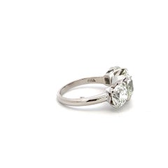 5.29 Carat Old European and Circular Brilliant Diamond Platinum Three-Stone Ring
