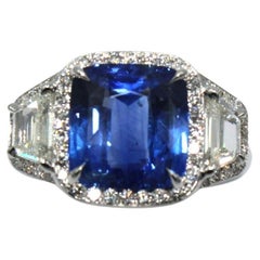 5.29 Carat Sapphire Diamond Ring 