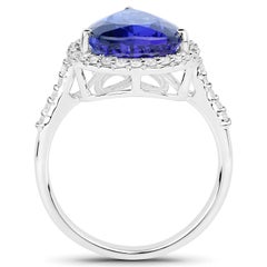 5.29 Carat Tanzanite and Diamond 14 Karat White Gold Cocktail Ring
