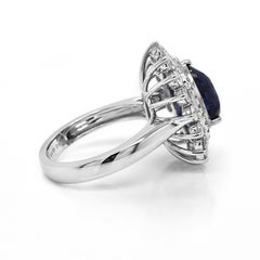 5.29 Carats Sapphire and White Diamond White Gold Ring
