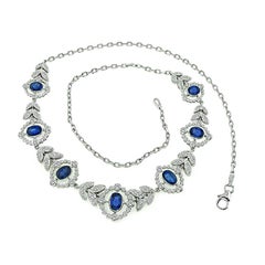 5.29ct Sapphire 2.75ct Diamond Necklace