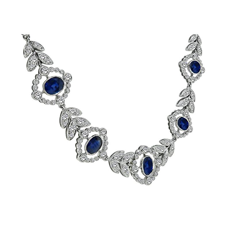 Oval Cut 5.29ct Sapphire 2.75ct Diamond Necklace For Sale