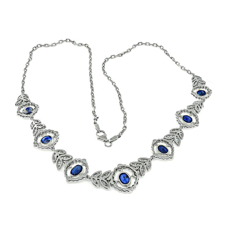 5.29ct Sapphire 2.75ct Diamond Necklace In Good Condition For Sale In New York, NY