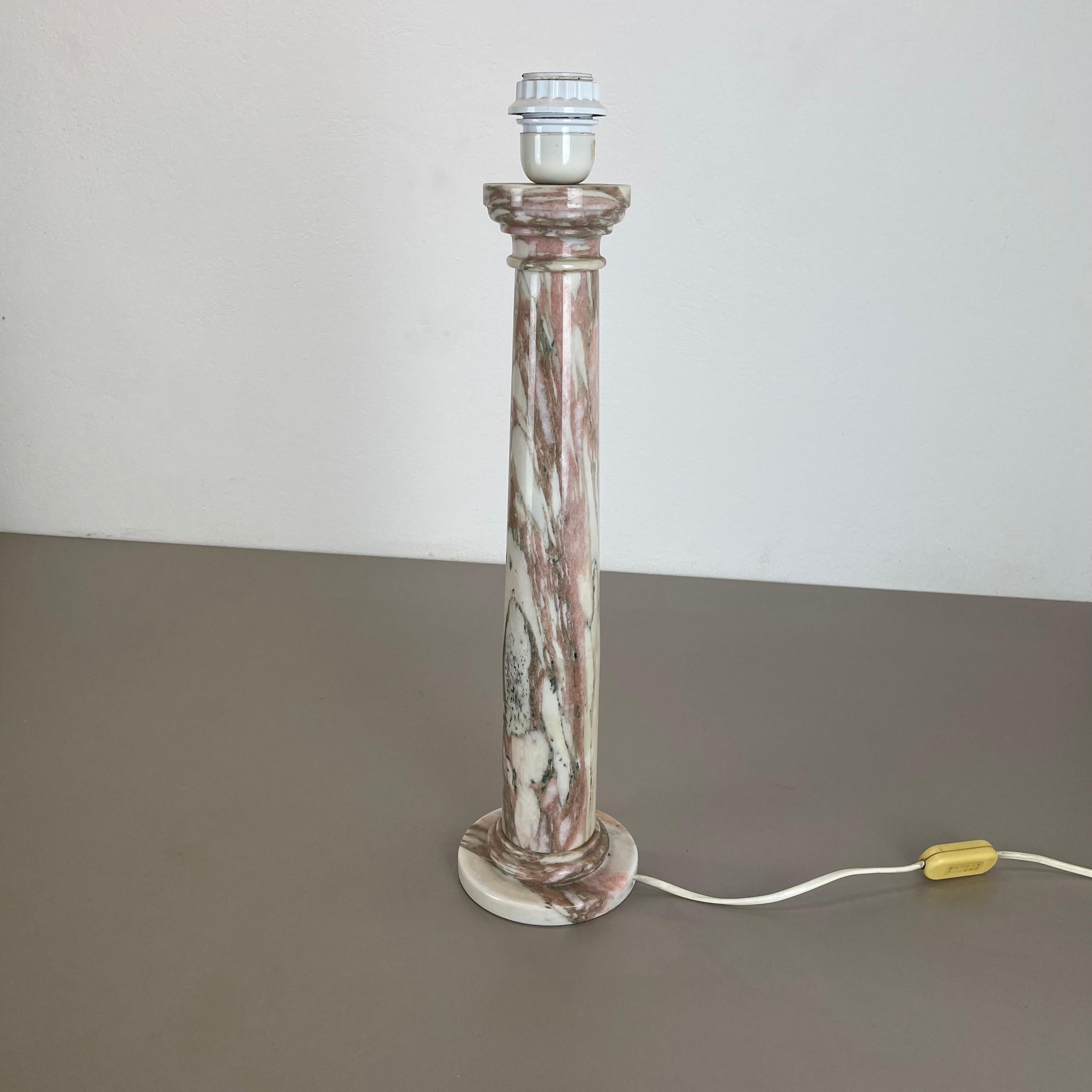 Metal Vintage Hollywood Regency Onyx Marble Light Base Table Light, Italy, 1970s For Sale