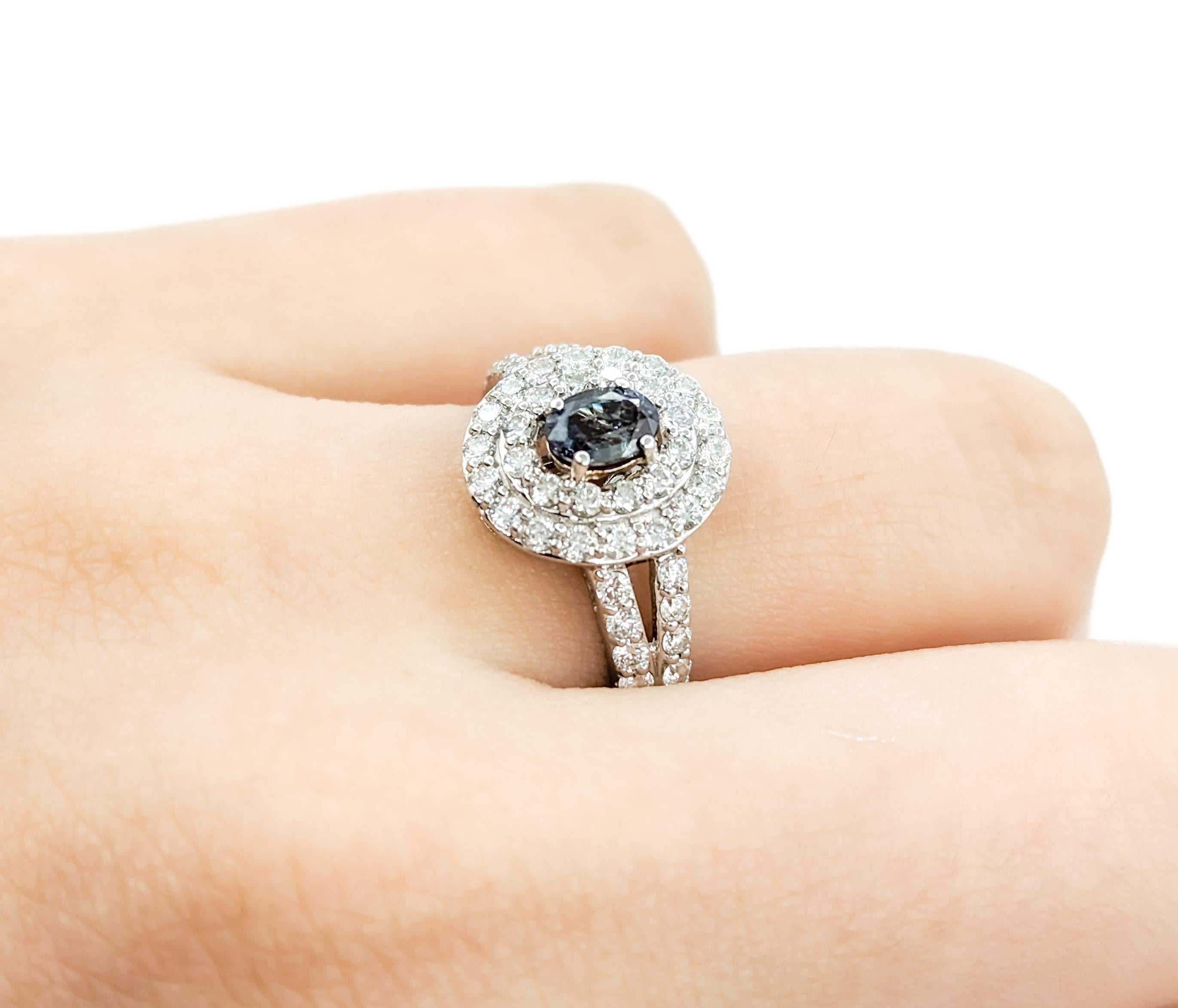 .52ct Alexandrit & Doppel-Diamant Halo Ring in 18kt Weißgold im Zustand „Hervorragend“ in Bloomington, MN