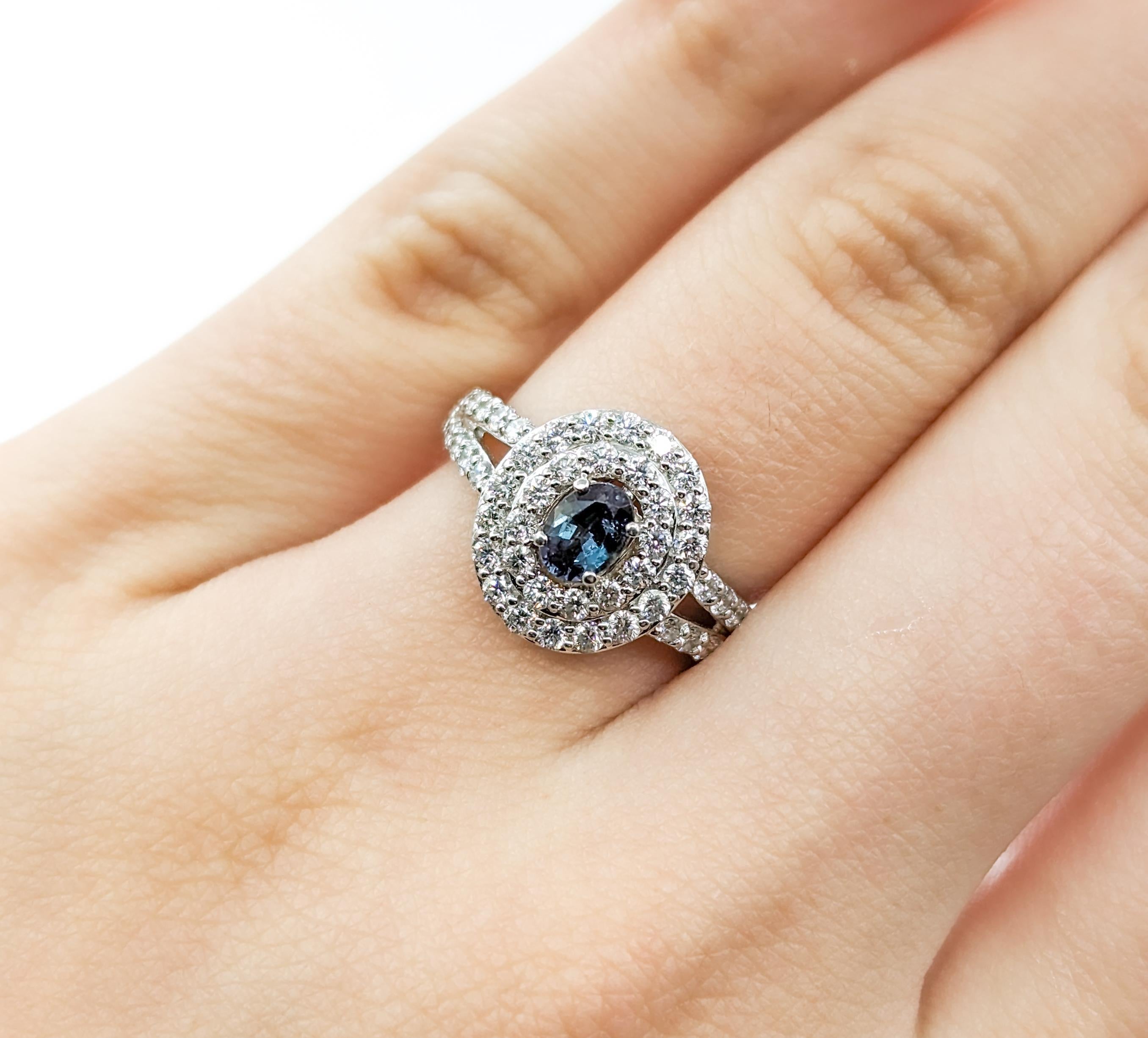 .52ct Alexandrit & Doppel-Diamant Halo Ring in 18kt Weißgold Damen