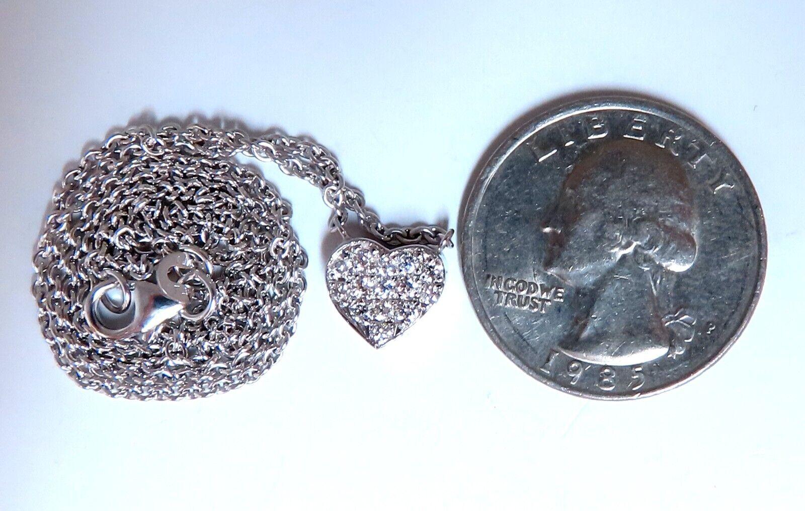 Women's or Men's .52ct Bead Set Heart Natural Diamonds Necklace 14 Karat For Sale