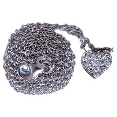 Collier en or 14 carats avec cœur en diamants naturels sertis en perles de 0,52 carat