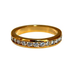 Bague jonc en or 14 carats avec diamants ronds naturels à rangée de rangées de 0,52 carat