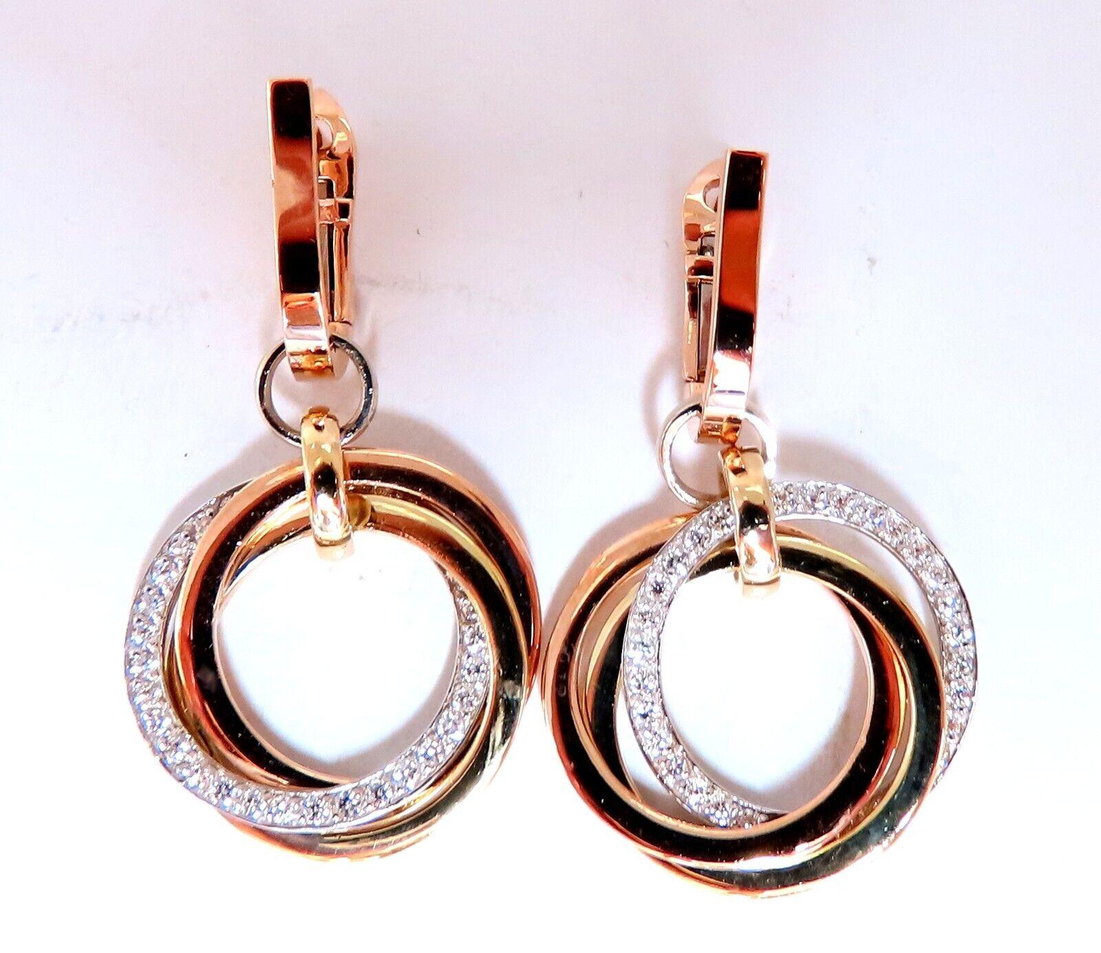 .52ct Natural Diamonds Rolling Rings Dangle Earrings 14kt Multi In New Condition For Sale In New York, NY