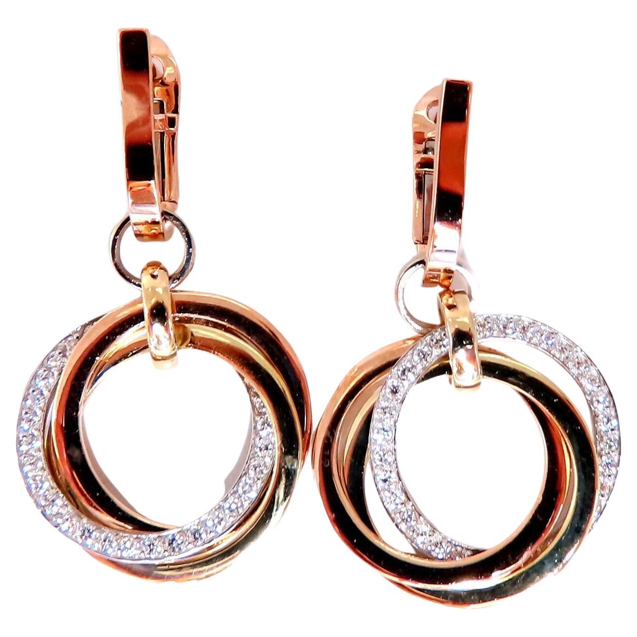 .52ct Natural Diamonds Rolling Rings Dangle Earrings 14kt Multi For Sale