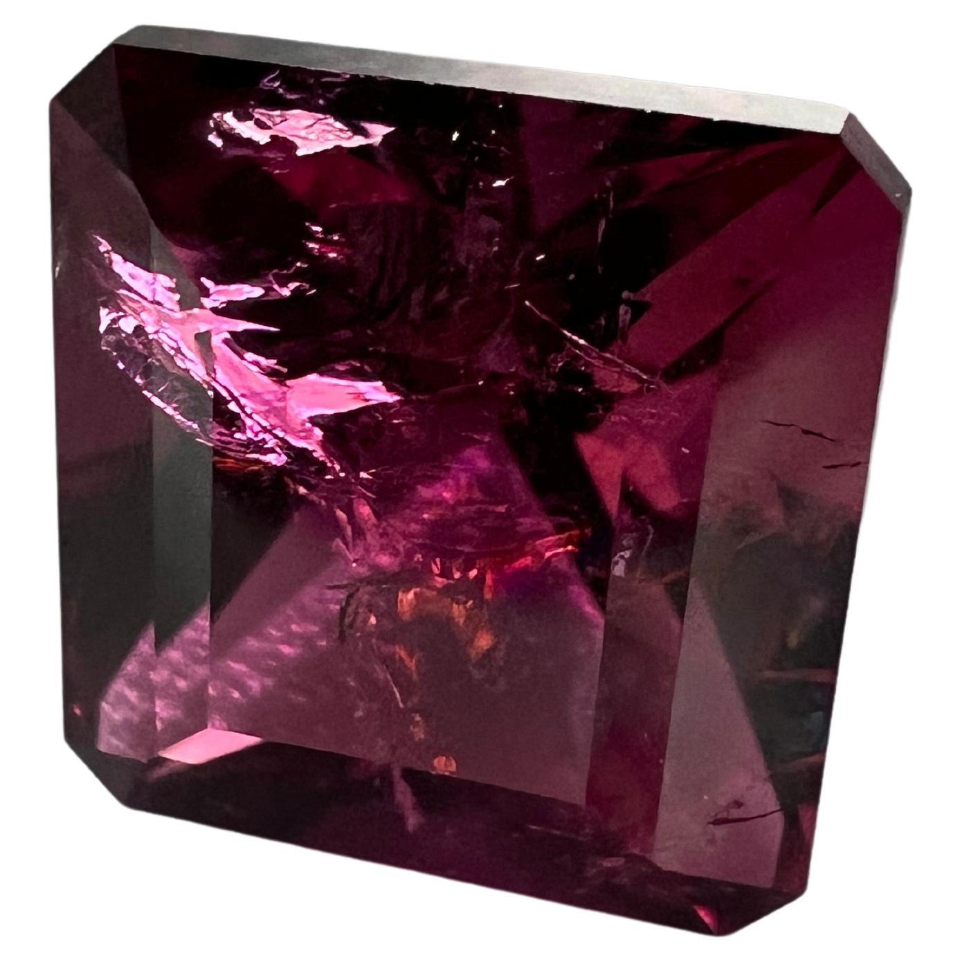 Artisan 5.2ct Pink Asscher Rubellite Gemstone For Sale
