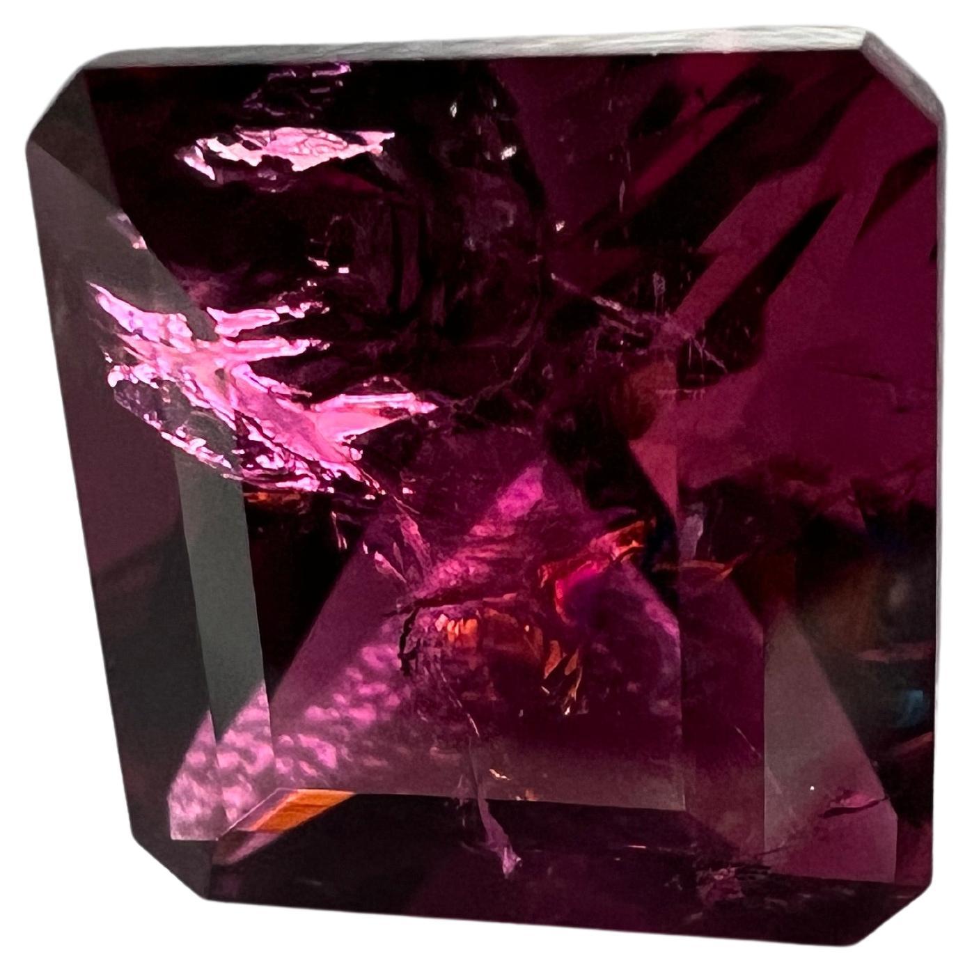 Asscher Cut 5.2ct Pink Asscher Rubellite Gemstone For Sale