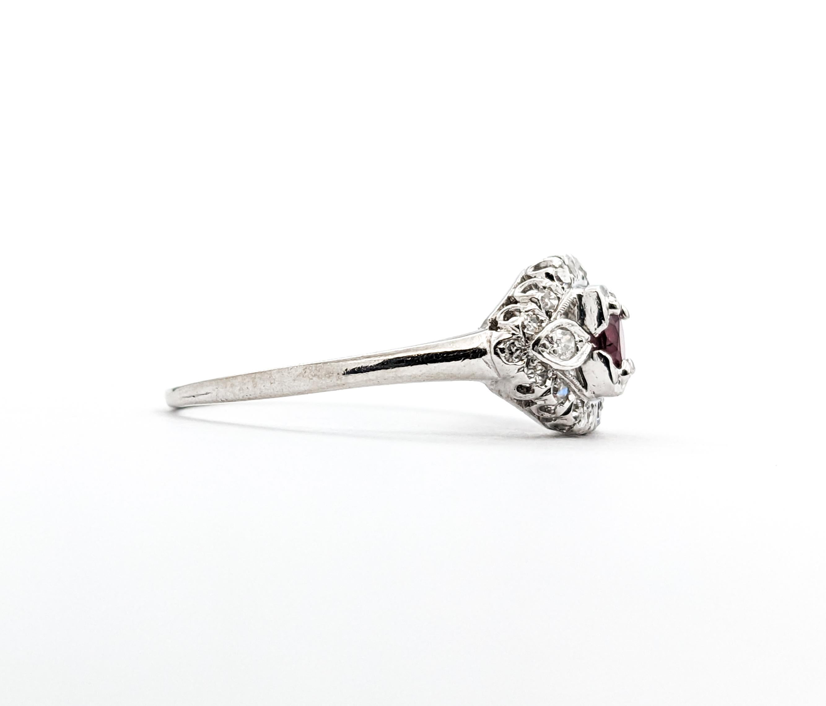 Modern .52ct Ruby & Diamonds Ring In Platinum For Sale