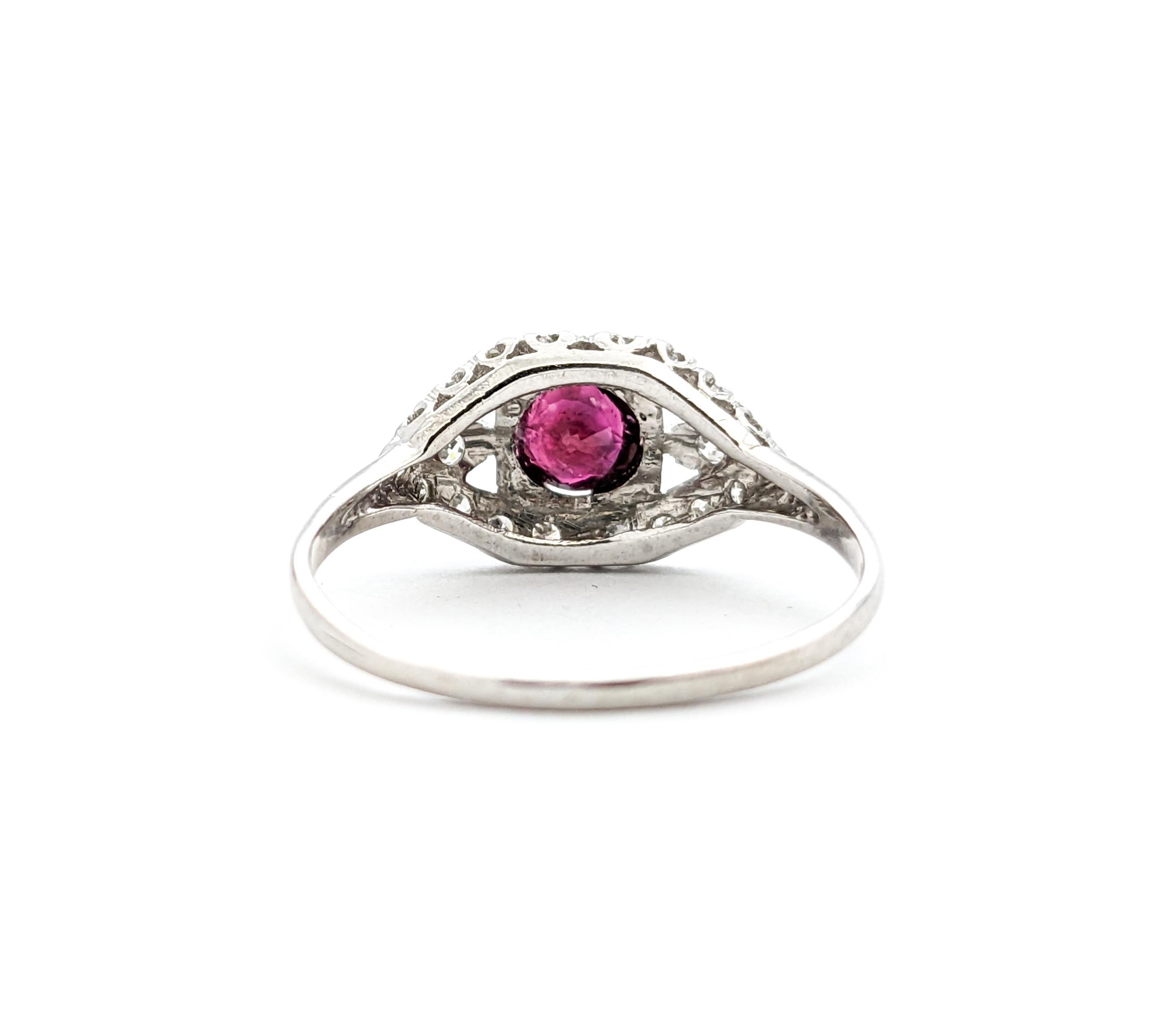 Women's .52ct Ruby & Diamonds Ring In Platinum For Sale