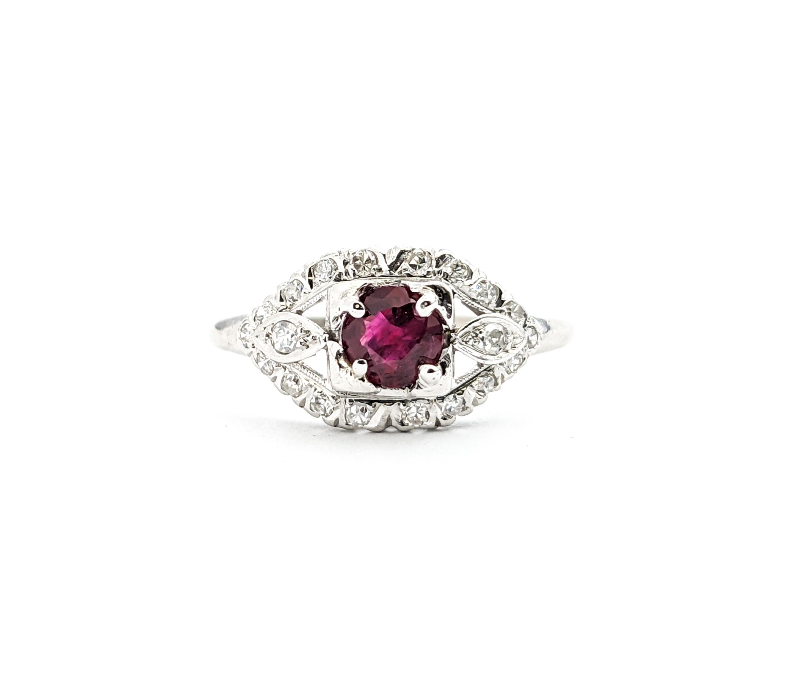 .52ct Ruby & Diamonds Ring In Platinum For Sale 1