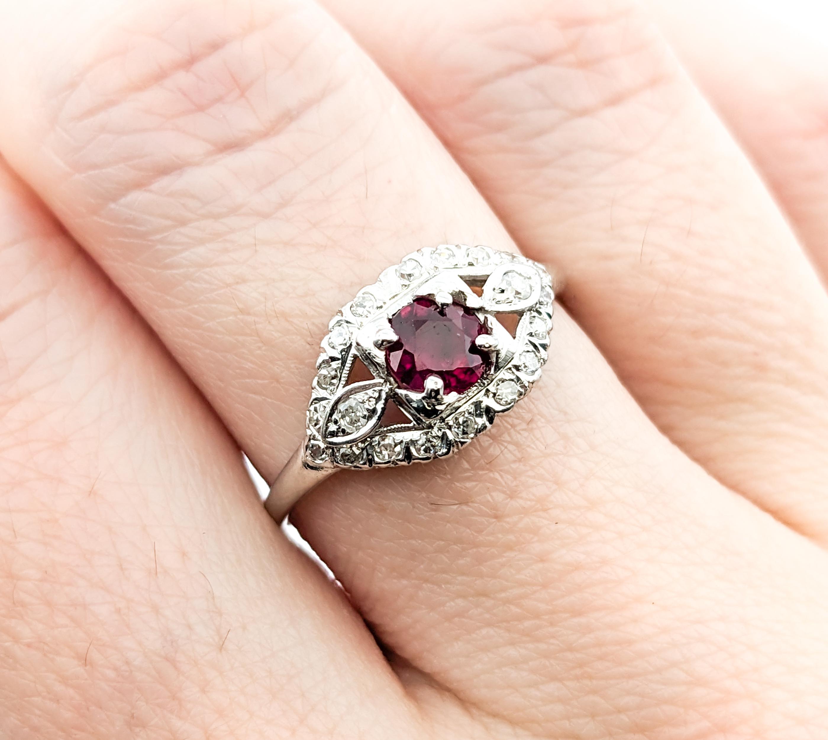 .52ct Ruby & Diamonds Ring In Platinum For Sale 3