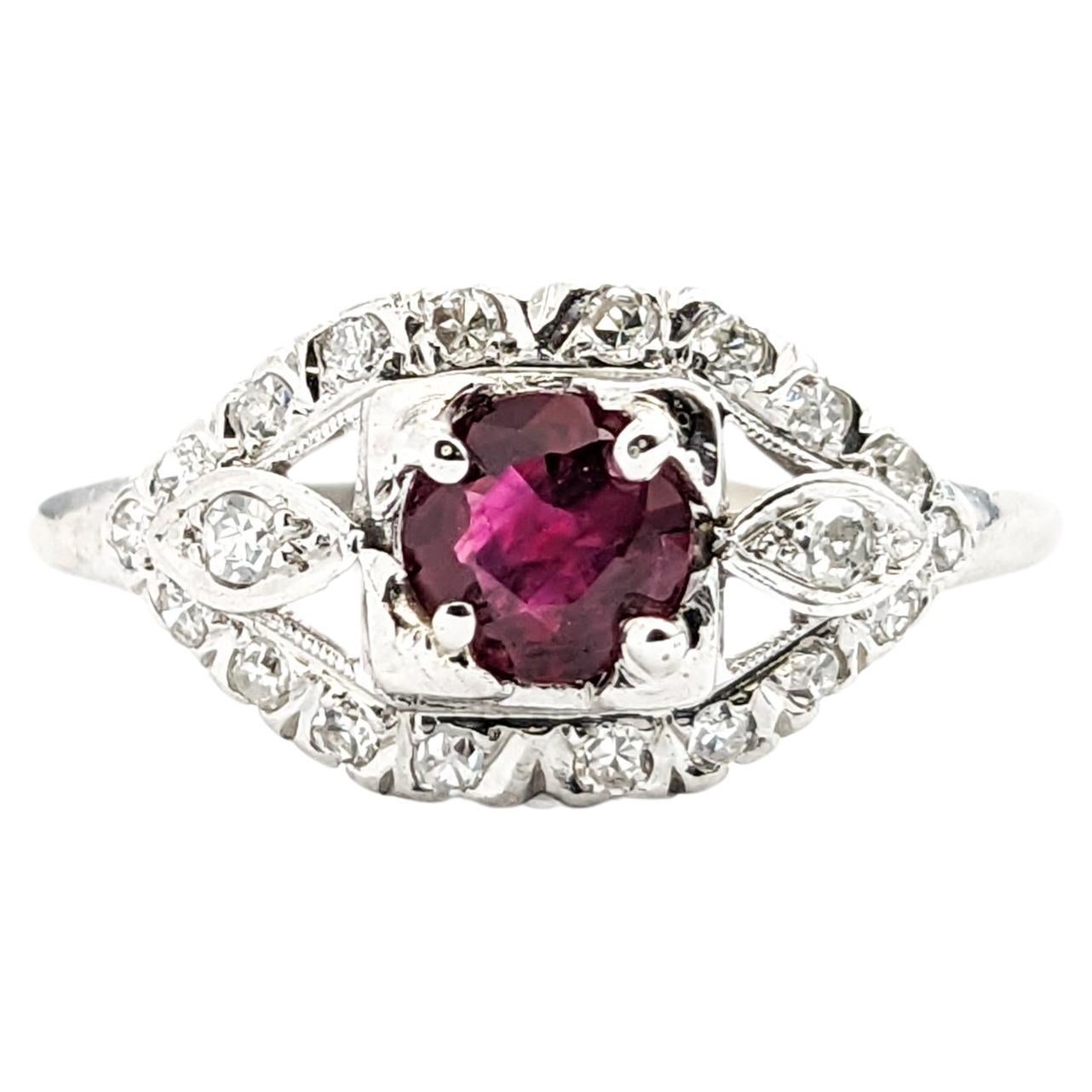 .52ct Ruby & Diamonds Ring In Platinum For Sale