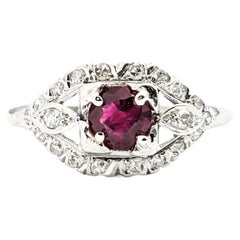 Vintage .52ct Ruby & Diamonds Ring In Platinum