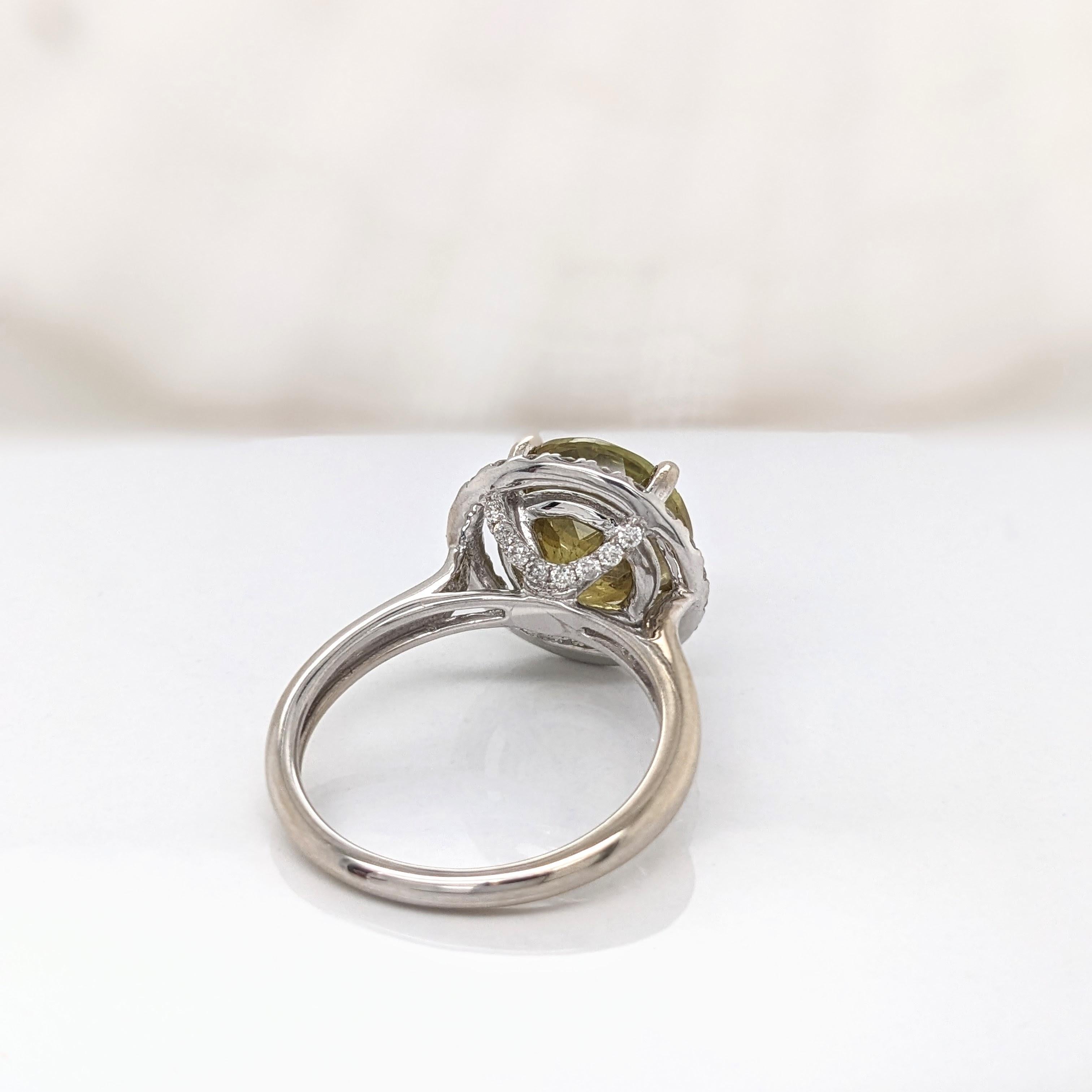 5.2ct Sphene Estate Ring w Earth Mined Diamonds in Solid 14K Gold Round 10mm 1