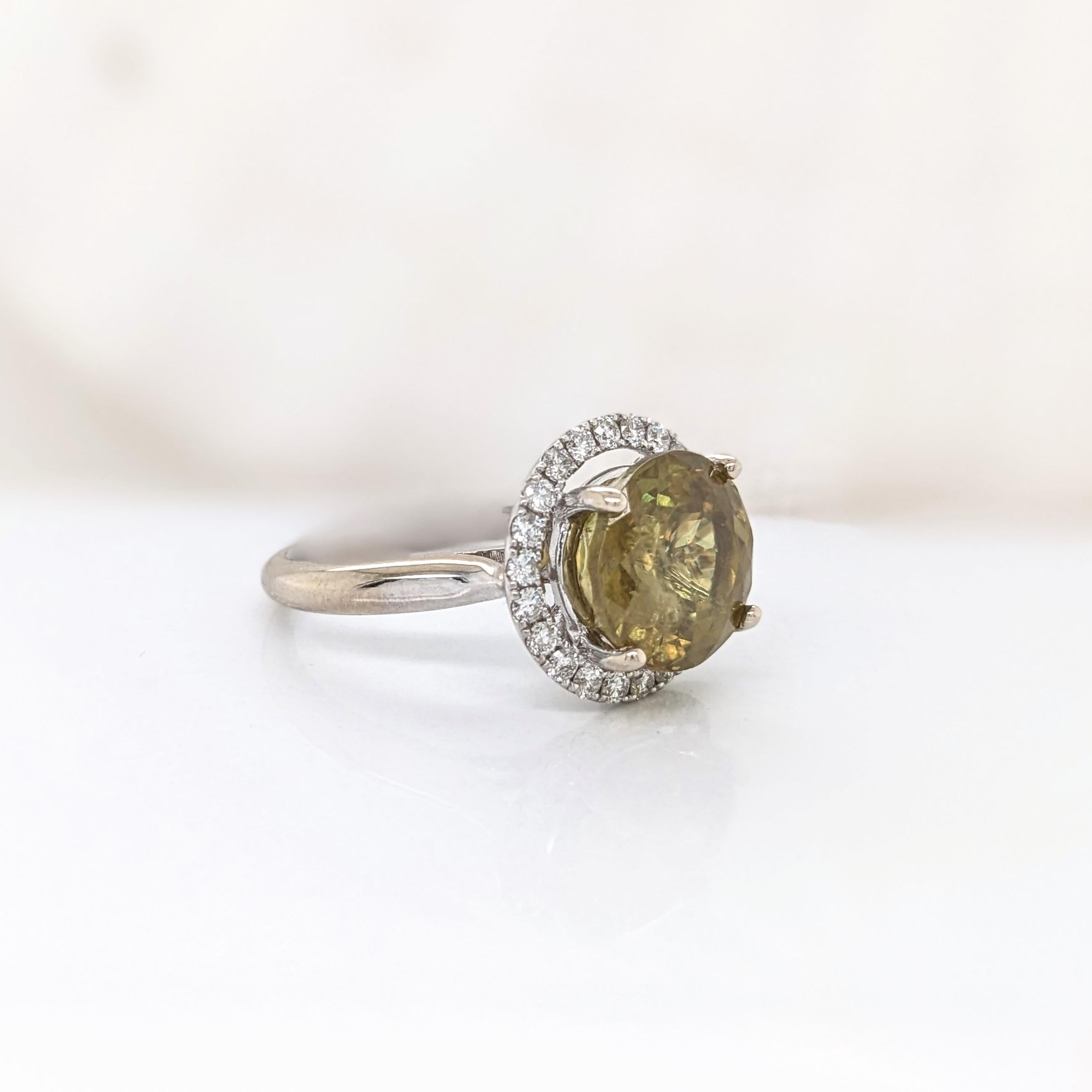 5.2ct Sphene Estate Ring w Earth Mined Diamonds in Solid 14K Gold Round 10mm 2