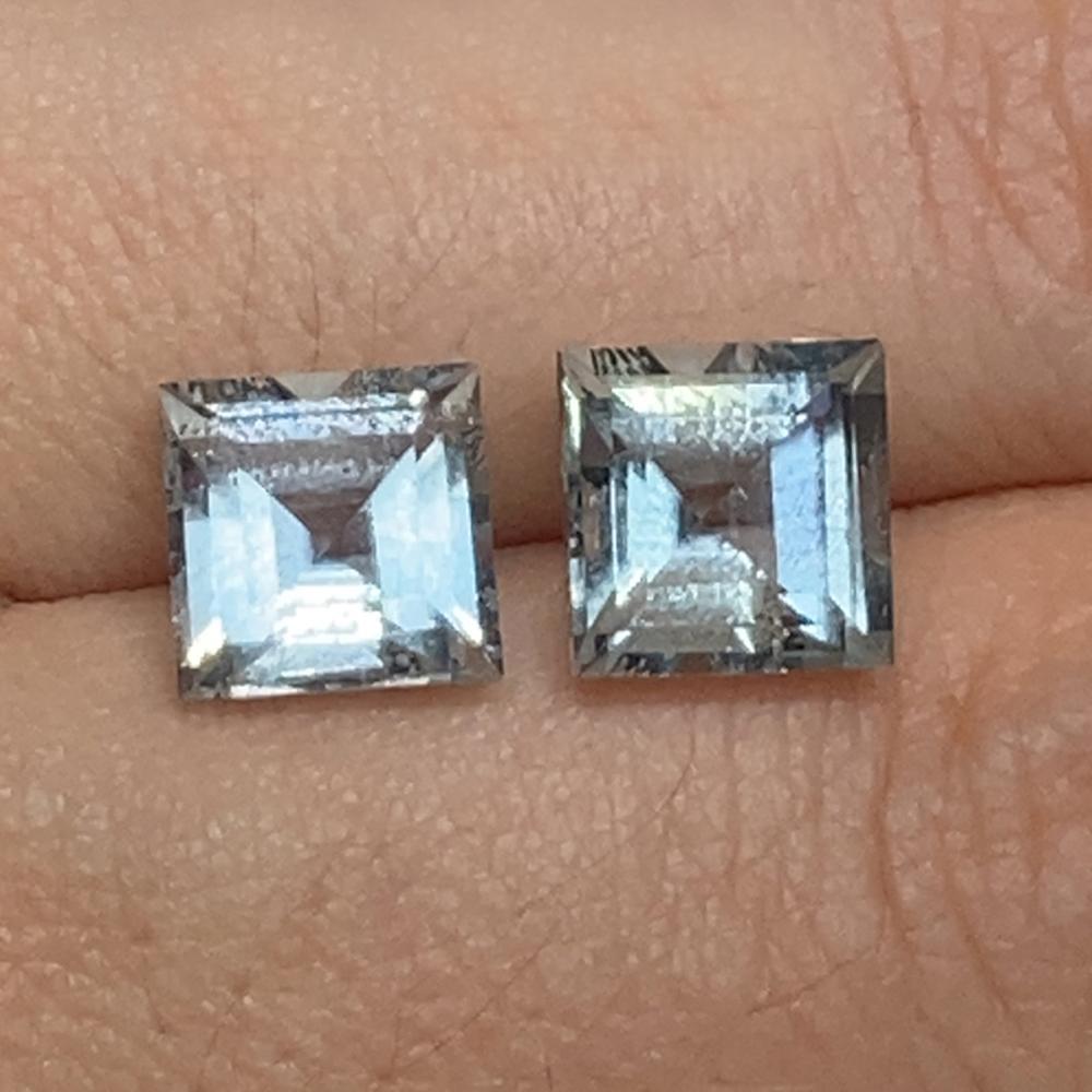 5.2ct Square Aquamarine Pair For Sale 6