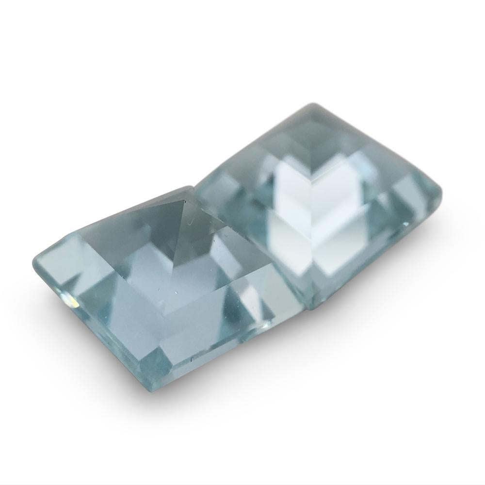 5.2ct Square Aquamarine Pair In New Condition For Sale In Toronto, Ontario