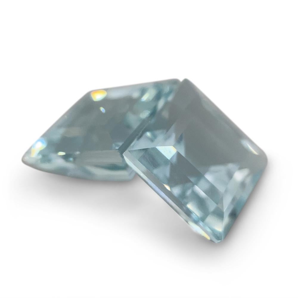da uomo o donna Coppia di acquamarine quadrate da 5,2 carati in vendita