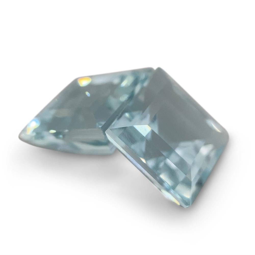 Women's or Men's 5.2ct Square Aquamarine Pair For Sale