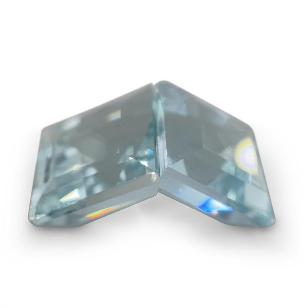 Coppia di acquamarine quadrate da 5,2 carati in vendita 1
