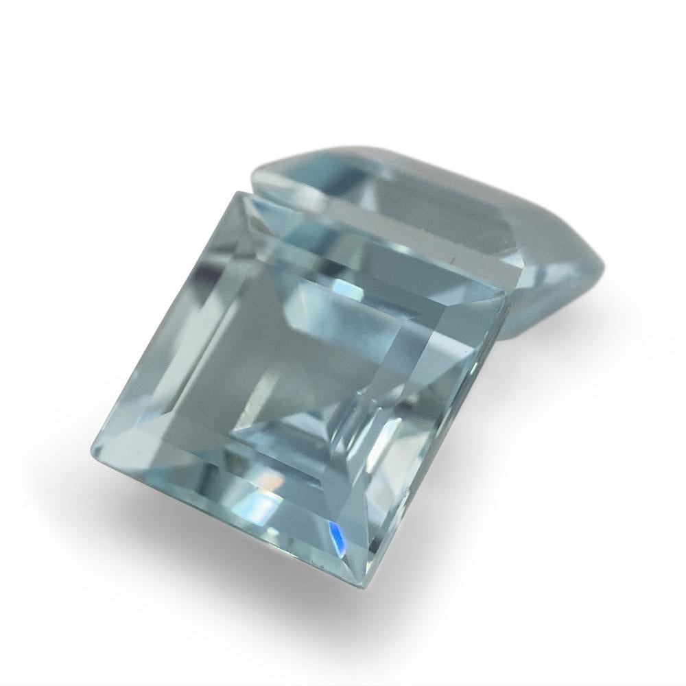 Coppia di acquamarine quadrate da 5,2 carati in vendita 2
