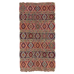 Alfombra Shirvan Kilim Caucásica Antigua, 1870, 100% Lana y Tintes Naturales