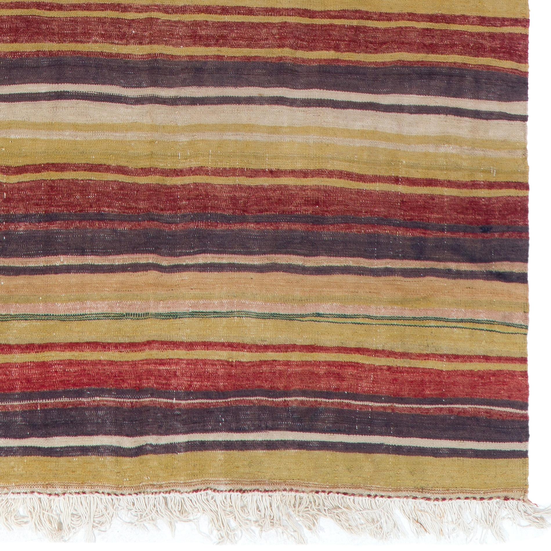 Alfombra turca a rayas, 100% lana, colorida, de tejido plano, 2,5 x 3,4 m Kilim en venta