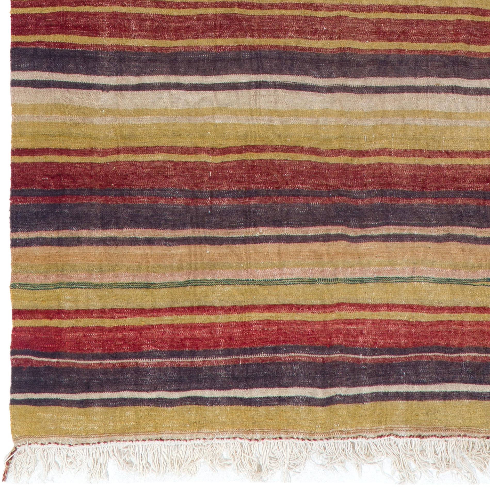 Alfombra turca a rayas, 100% lana, colorida, de tejido plano, 2,5 x 3,4 m Turco en venta