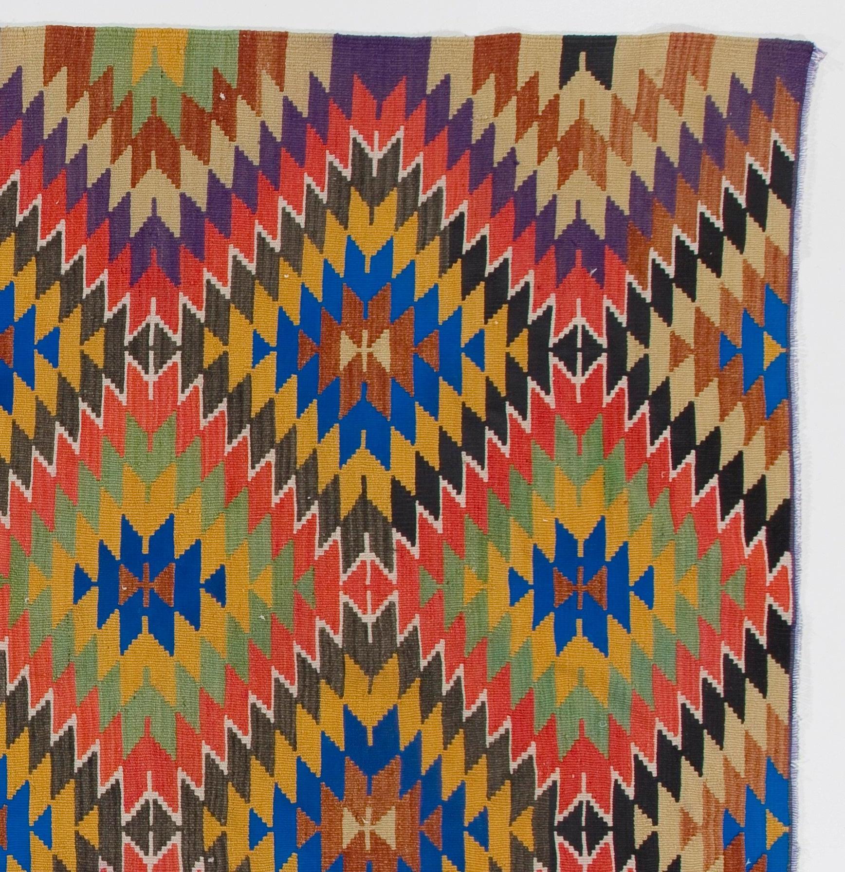 Hand-Woven 5.2x10.4 Ft Dazzling Vintage Kilim Rug. Unique Flatweave Carpet, Floor Covering For Sale